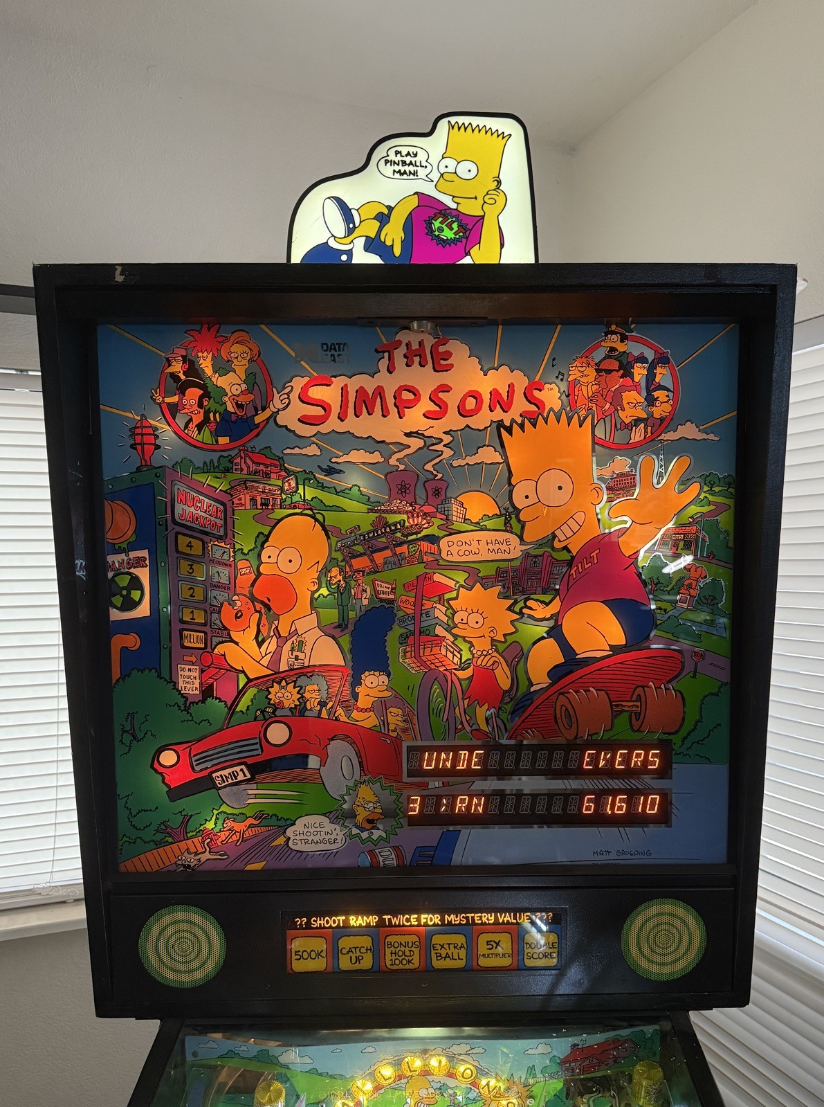 Data East Simpsons Pinball Machine topper LED Light Box