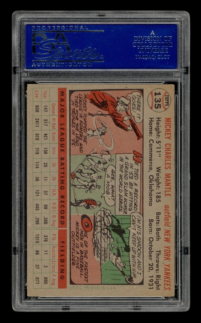 1956 Topps Set-Break #135 Mickey Mantle PSA 4 VG-EX view 2