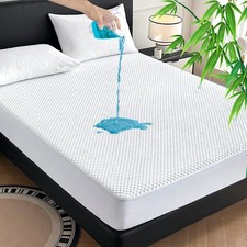 Bamboo Waterproof Mattress Protector, Queen Size Breathable  Noiseless Mattr...