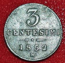 MILANO 1852 - REGNO LOMBARDO VENETO - 3 CENT. 1852 M (r)