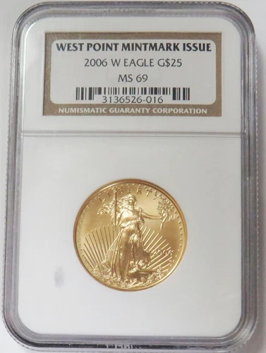 2006 W BURNISHED GOLD $25 AMERICAN EAGLE 1/2 OZ COIN NGC MINT STATE 69