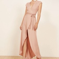 Reformation Blush Pink Chamomile Crepe Wrap Dress Size S