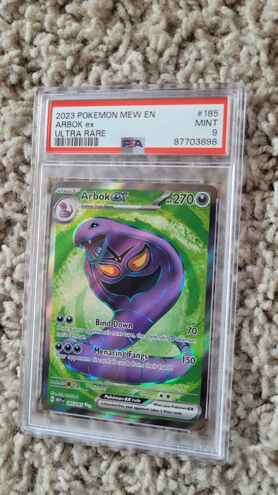 PSA 9 Arbok EX 185/165 Mint (Pokemon 151 English 2023) Ultra Rare