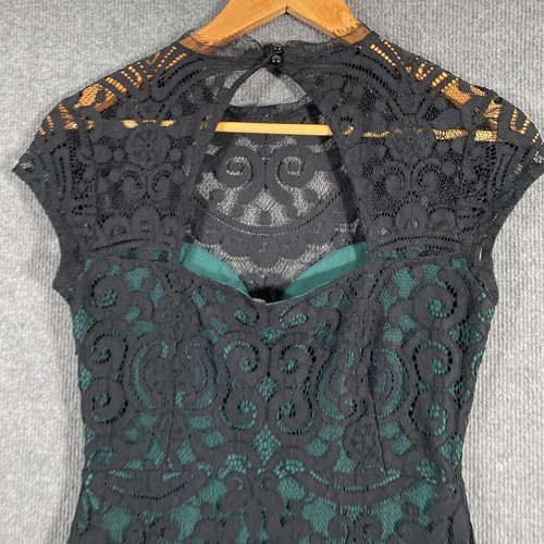 Lipsy London Dress Womens 10 Green Lace Pencil Eyelash Lace Evening Formal 4O - Picture 15 of 16