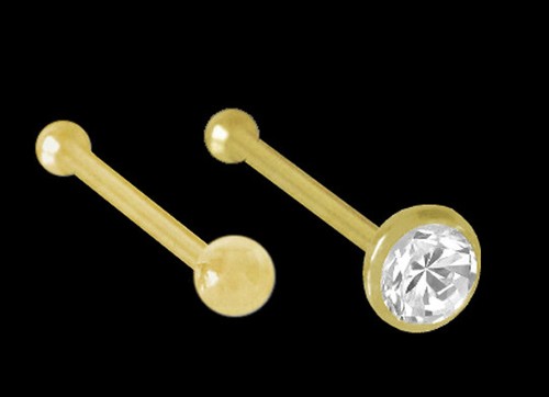 925 ECHT SILBER VERGOLDET ☺ Piercing Nasenpiercing Nasenstecker Kugel / Zirkonia - Picture 13 of 14