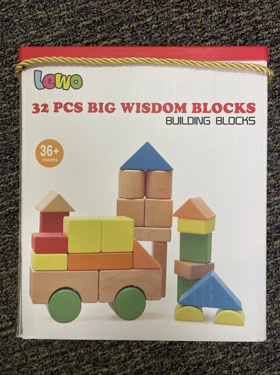 Lewo Large Wooden Blocks Construction Building Toys Set Stacking