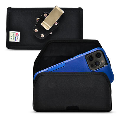 iPhone 13 12 Pro Max Fits Shockproof OB COMMUTER Black Nylon Holster Belt Clip