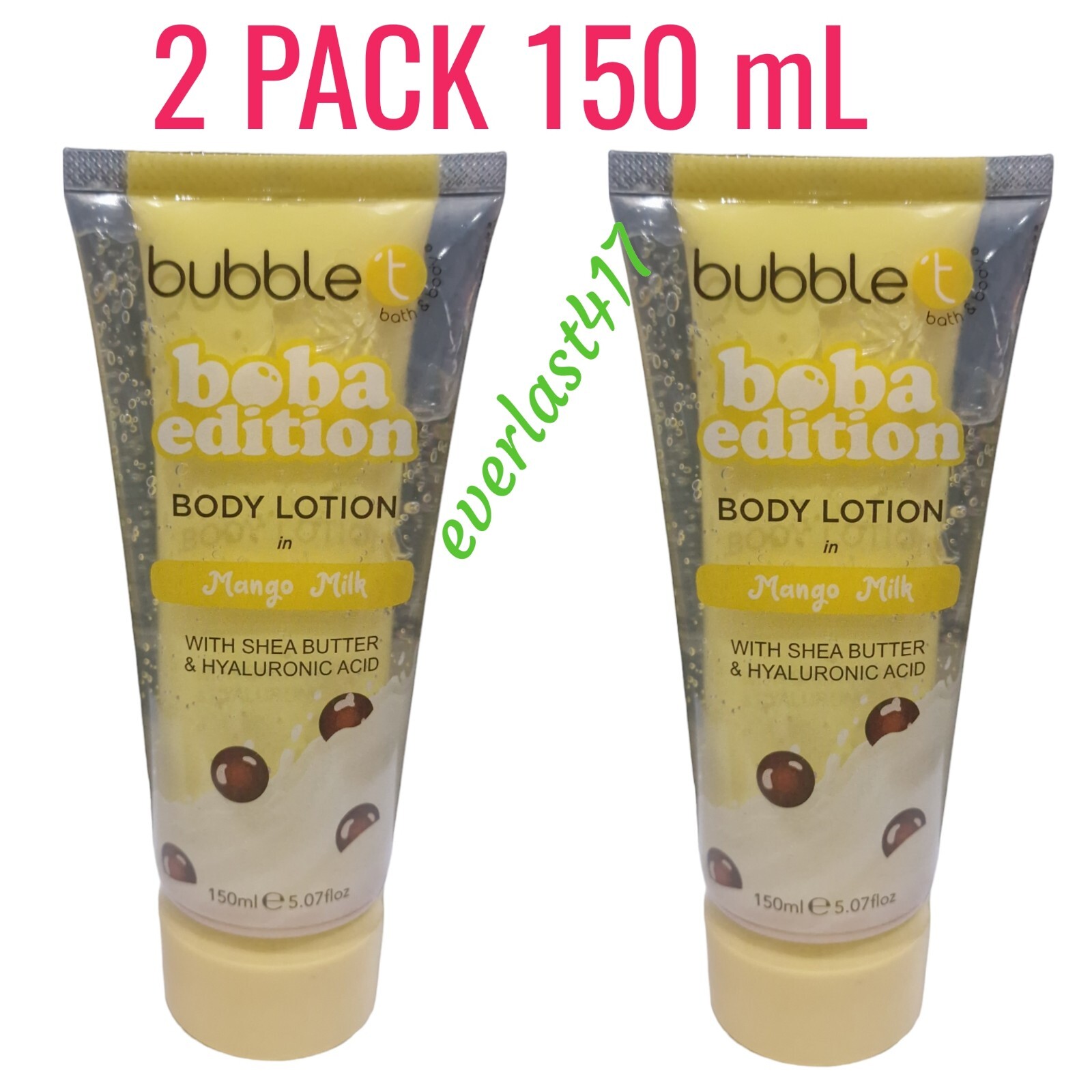 Bubble Boba Mango Milk Body Lotion with Shea Butter & Hyaluronic Acid, 2x 150ml