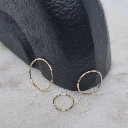 Extra Thin 9k Gold Nose Ring Hoop 0.5 mm Thick Piercing - Picture 5 of 8