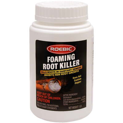 Roebic FRK-1 lb white - Foaming Root Killer, Clears Pipes and Stops New Growth