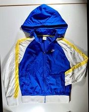 Nike Retro Color Packable Hood Optional Full Zip Windbreaker YOUTH M Blue Yellow