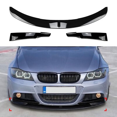 Front Bumper Spoiler Lip Splitter For BMW E90 E91 LCI M Sport 09-12 Gloss Black