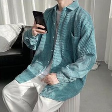 Uomo Velluto a Coste Camicia Cappotto Goccia Spalla Studenti Loose Casual Retrò