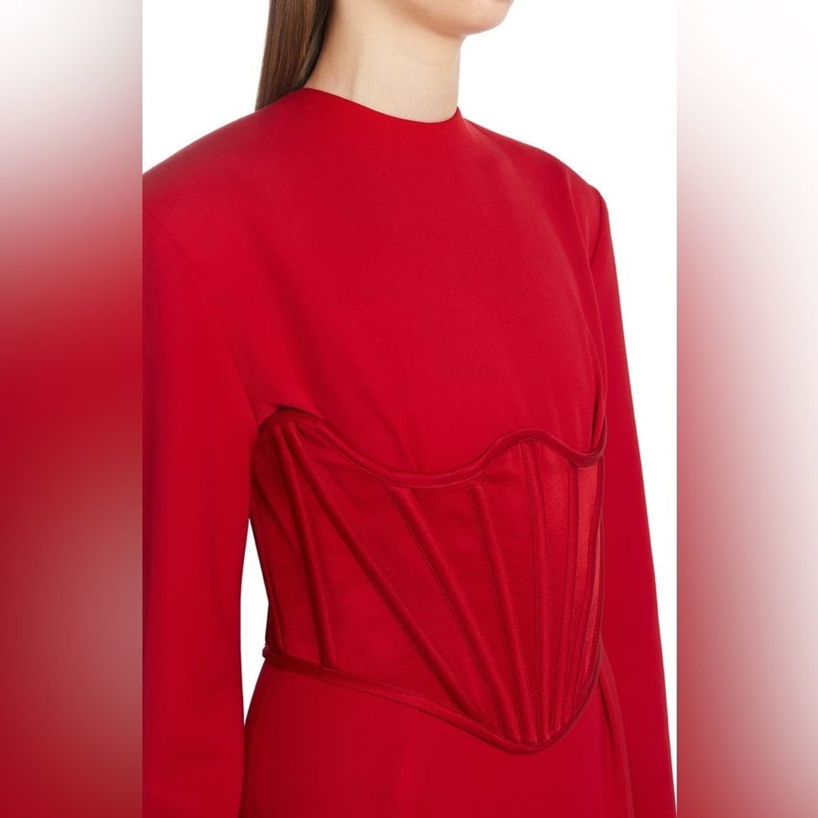 Versace Red Corset Top with Signature Medusa Detail-image