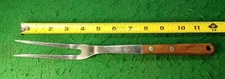 Vintage Flint Arrowhead 12" Meat Fork Carving Serving Stainless Steel USA Wood