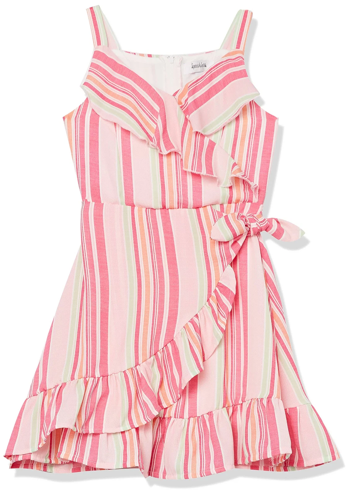Speechless Girls' Sleeveless Fit and Flare Ruffled Dress, Blush/Fucshia, Size-16