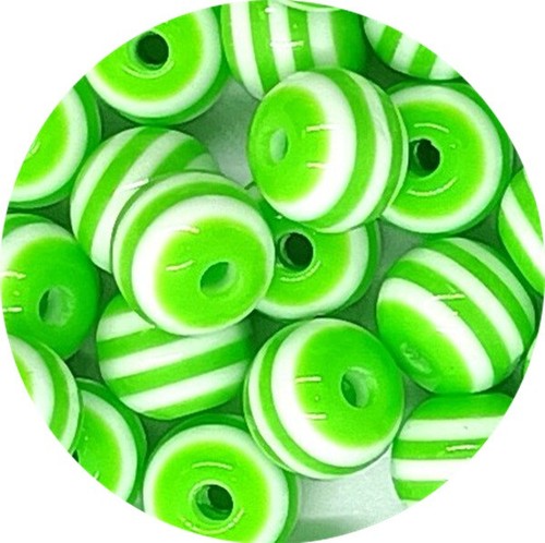 10 cuentas redondas de resina a rayas de 14 mm en varios colores para joyería - Imagen 6 de 10