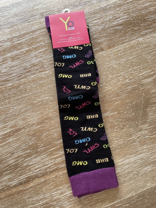 NEW Yo Sox Knee High Socks Black Purple OMG BFF Fashionable
