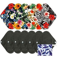 7 Pack Charcoal Bamboo Reusable Menstrual Pads Mama Panty Liners