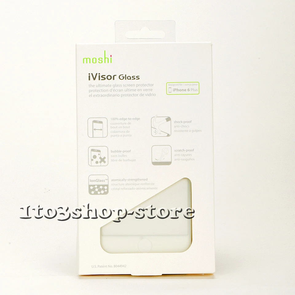 Protector de pantalla de vidrio templado HD Moshi iVisor iPhone 6 Plus iPhone 6s Plus blanco Foto 2 de 3