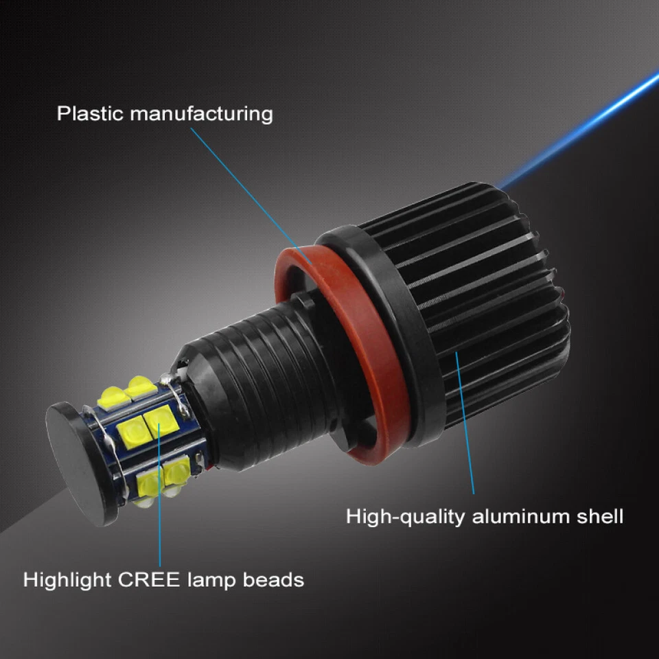 Luz de pie LED H8 Angel Eyes 120W para BMW E60 E61 E71 E70 E82 E90 E91 E92 X5 X6 - Imagen 4 de 4