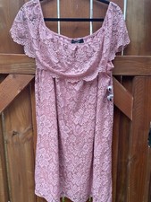 NWT Romantic Off The Shoulder Naïf Crochet Dress Soft Blush Fully Lined Sz 1X