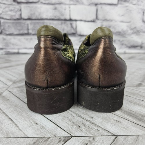 DONALD J PLINER Green Womens 8 Slip On Loafer Metallic Paisley Almond Toe Italy - Picture 6 of 11