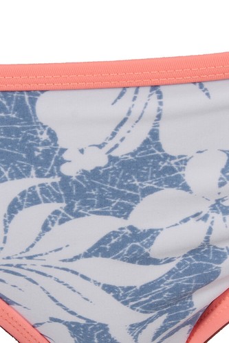 Hula Honey Blue White Aloha Bloom Printed Low-Rise Hipster Bikini Bottom L - Picture 3 of 3