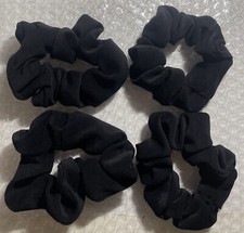 Handmade Girls/Womens Black Scrunchies- Set Of 4