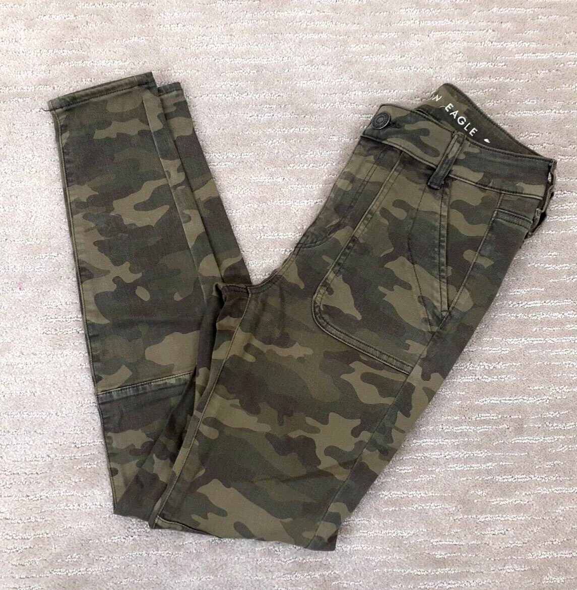 American Eagle Hi Rise Jegging Camo Jeans Womens Size 4 Army