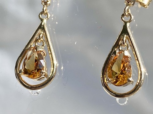 Natural Yellow Topaz - 18k solid real gold earrings- Handmade Item - Picture 3 of 10