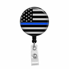 Blue Line Flag - Retractable Badge Holder - Badge Reel - Lanyards - Stethoscope