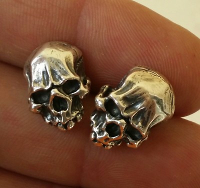 Orecchini a Perno Teschio di Capra Stile Punk in Argento Sterling