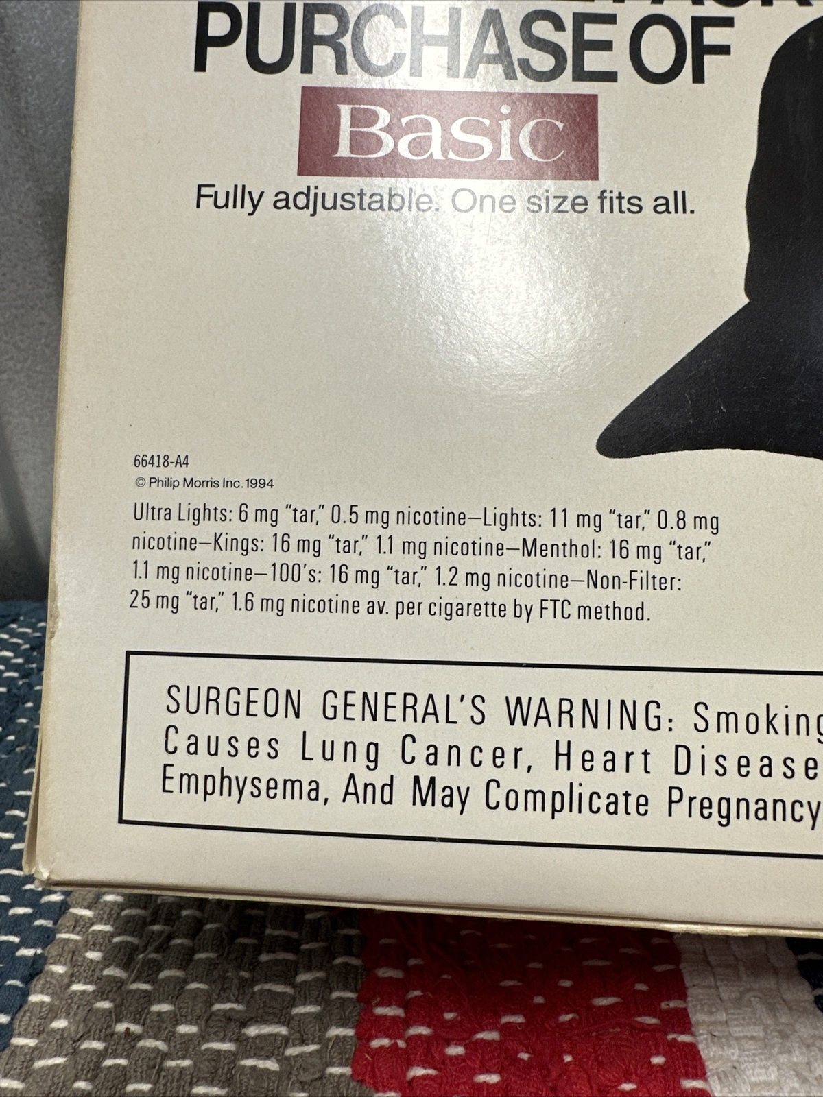 Vintage Basic Cigarettes Black Snap Back Cap 1993… - image 3