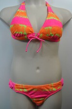 Candie's Neon Orange/Yellow/Pink Print Braided Bikini Top or Bottom MSRP $32