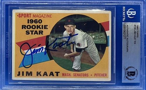 1960 Jim Kaat Autographed Topps Rookie RC Card Beckett Slab BAS Auto - 第 1/3 張圖片
