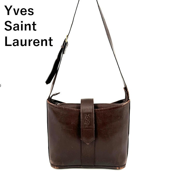 Borsa a tracolla Yves Saint Laurent pelle marrone vintage autentica dal Giappone 0373