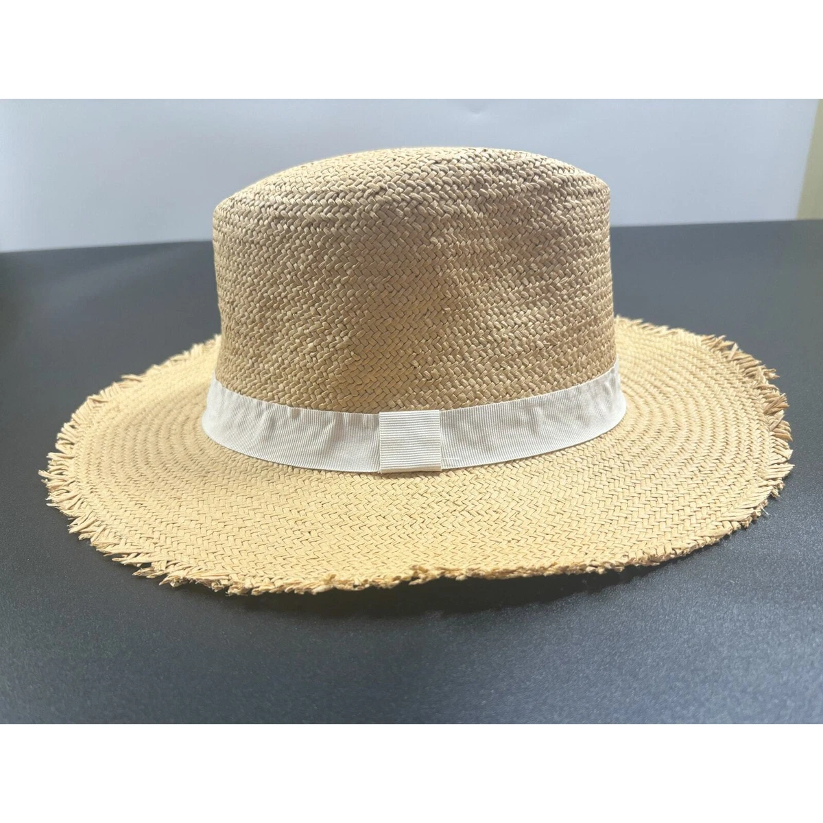 Hat Attack NWT Travel Packable Hat Chapeau Fringed Blanc/White MSRP $119‎ Fringed Canvas Packable Sun Hat By Hat Attack | Banana Republic main image 3