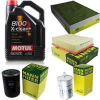 MANN-FILTER Inspektionspaket 5L Motul 8100 X-Clean+ 5W-30 FüR Audi A6 1.8 T
