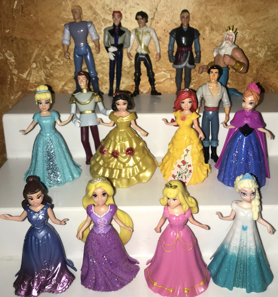 7 Poupées Princesses Disney Magiclip Vêtements Polly Pockets