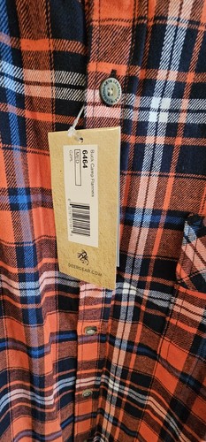 NWT Legendary Whitetails Flannel Orange Blue Plaid Med Buck Camp Shirt (QQ) - Picture 2 of 3