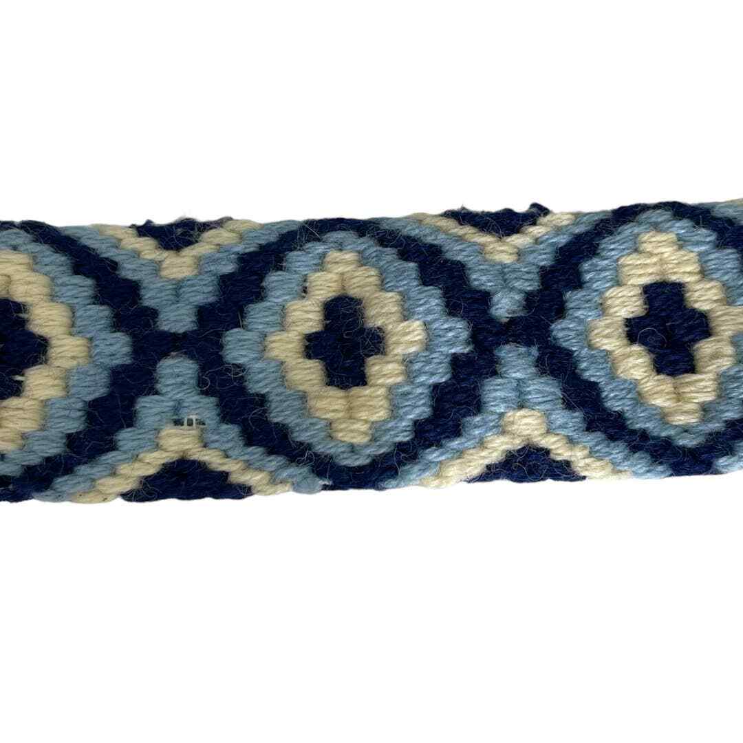 Boho Preppy Blue Embroidered Woven Waist Belt One Size  display picture 2