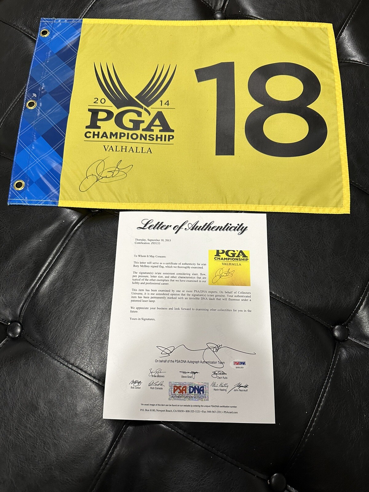 Rory McIlroy Autographed Signed 2014 Valhalla PGA CHAMPIONSHIP flag PSA/DNA COA LOA 