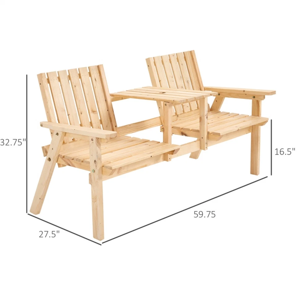 Outdoor Garden Bench Garden Chair Bench with Table Set - Image 2 of 4