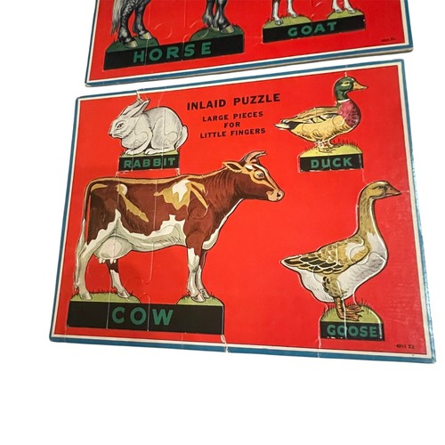 Set Of 4 Vintage Inlaid Farm Animals Puzzles - Picture 2 of 7