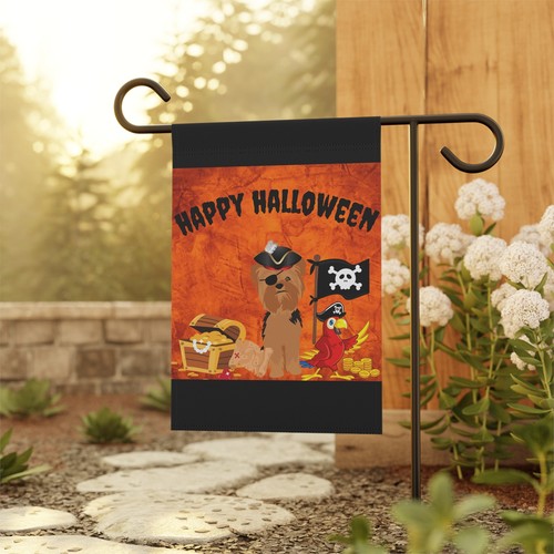 Halloween Pirate Yorkie Dog Garden & House Flag - 2 Sizes - Free Shipping - Picture 10 of 11