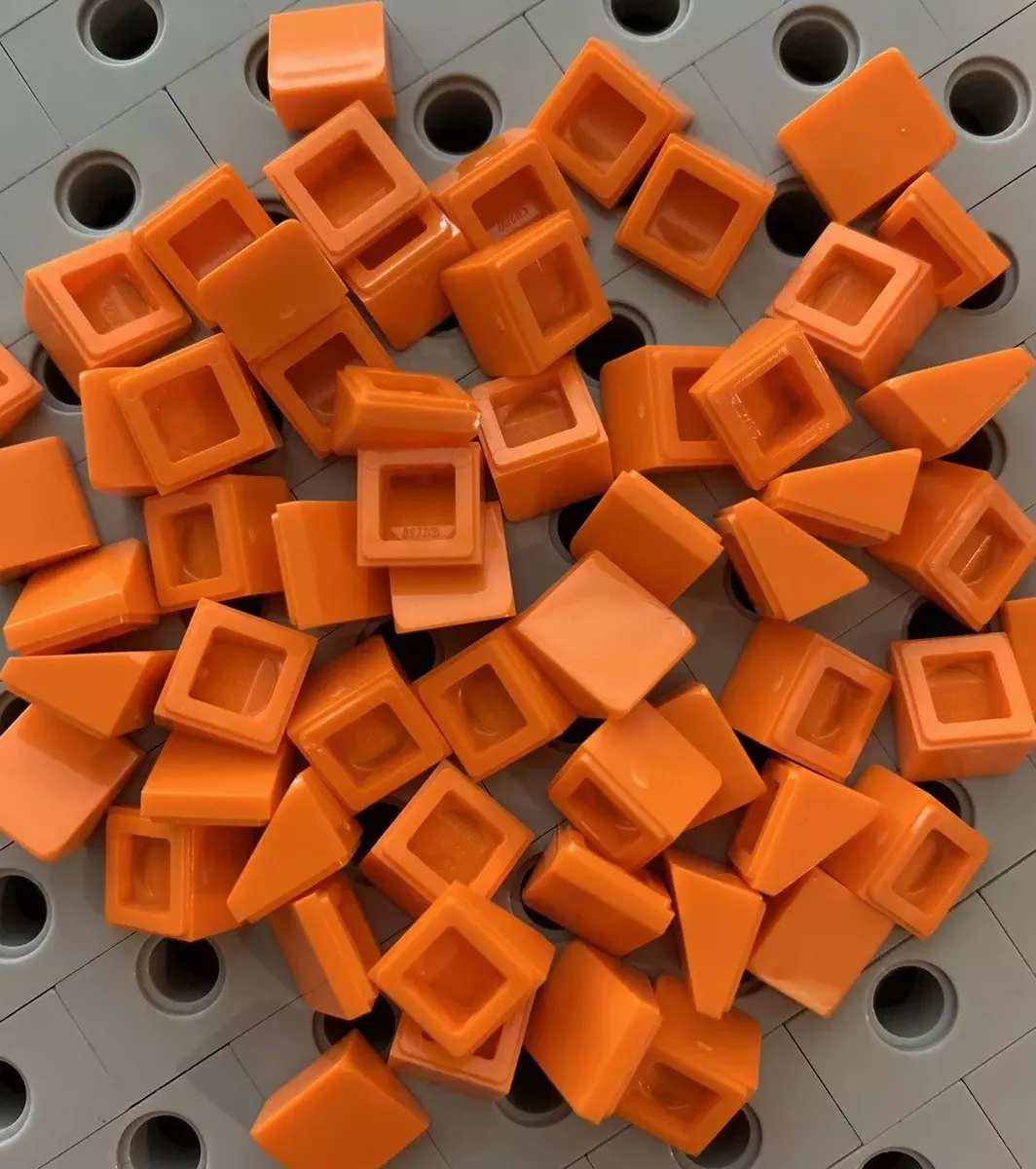 Lego Orange 1x1x2 3 Mini Slopes Roof Tile Bricks 1 X 1 Smooth Finishing New 25
