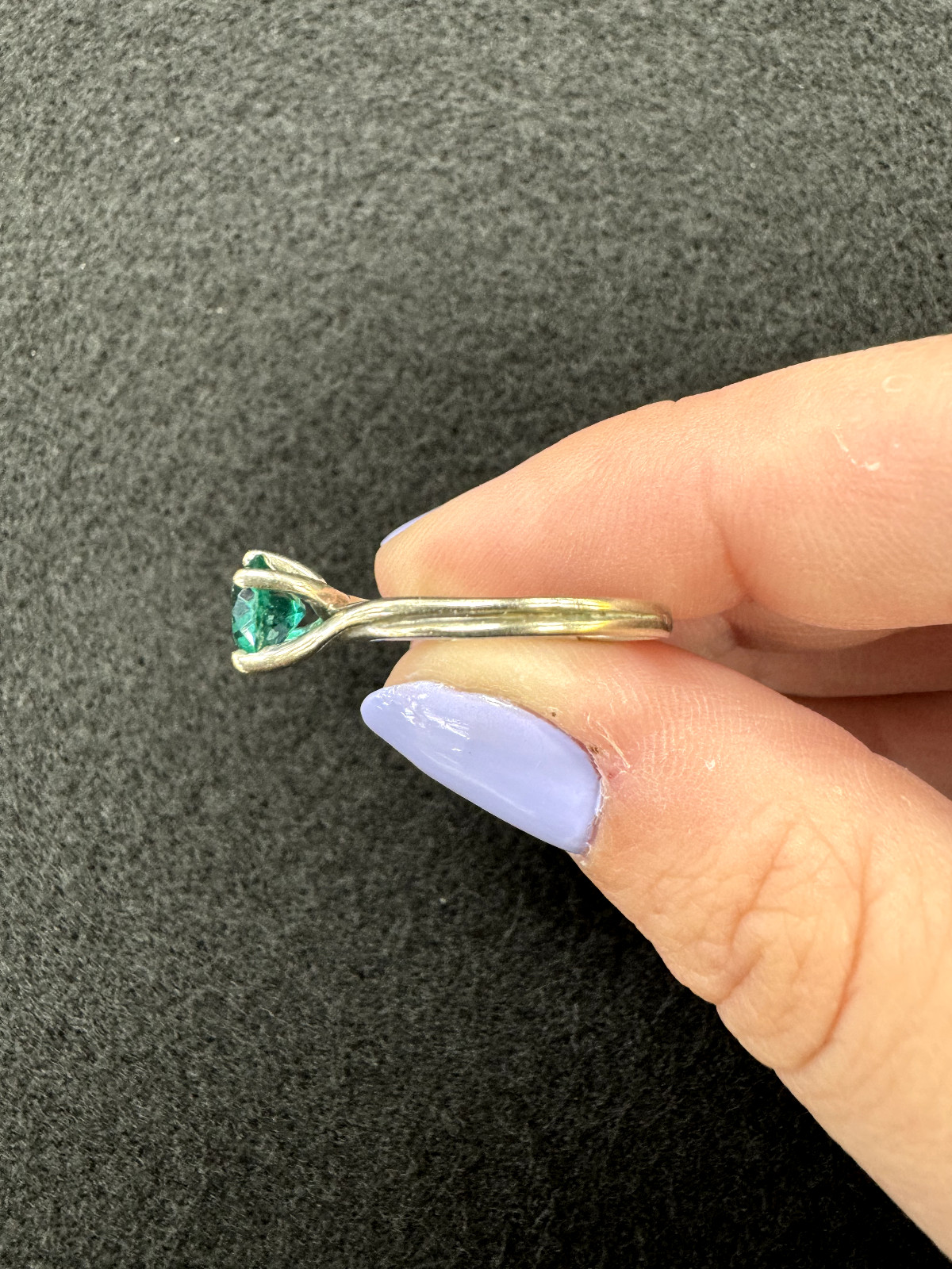 Simulated Emerald Solitaire Ring, 10k White Gold,… - image 9