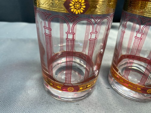Set of 3 ~ Cera "GOLDEN GRAPE / CRANBERRY" Glass Tumblers ~ 5 1/2" Tall - Picture 3 of 7