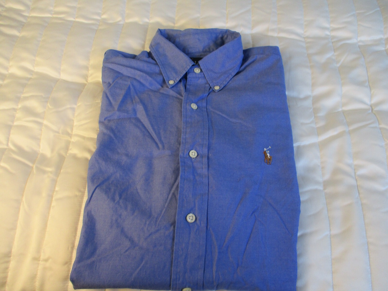 Ralph Lauren Camicia Uomo 15 33 Blu Cotone Pinpoint Oxford Carne Pony Preppy